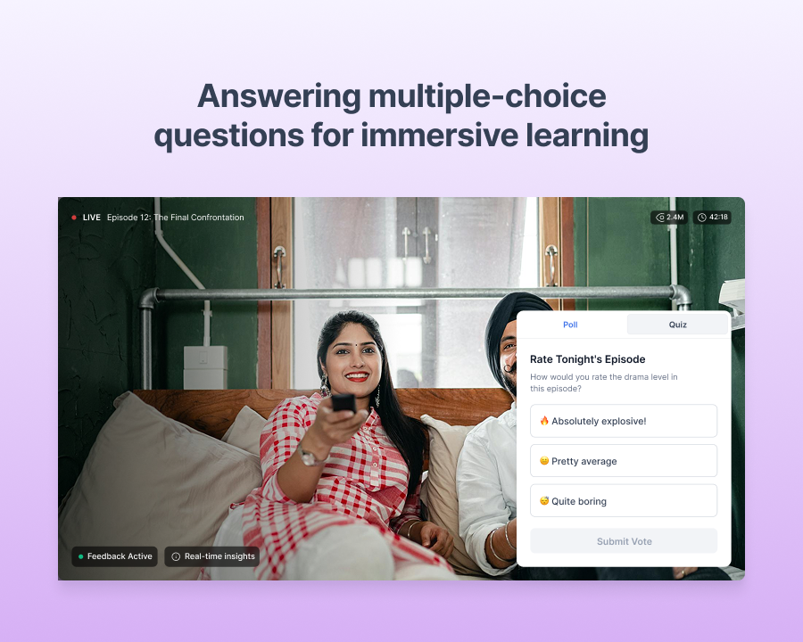 Answering multiple-choice questions for immersive learning