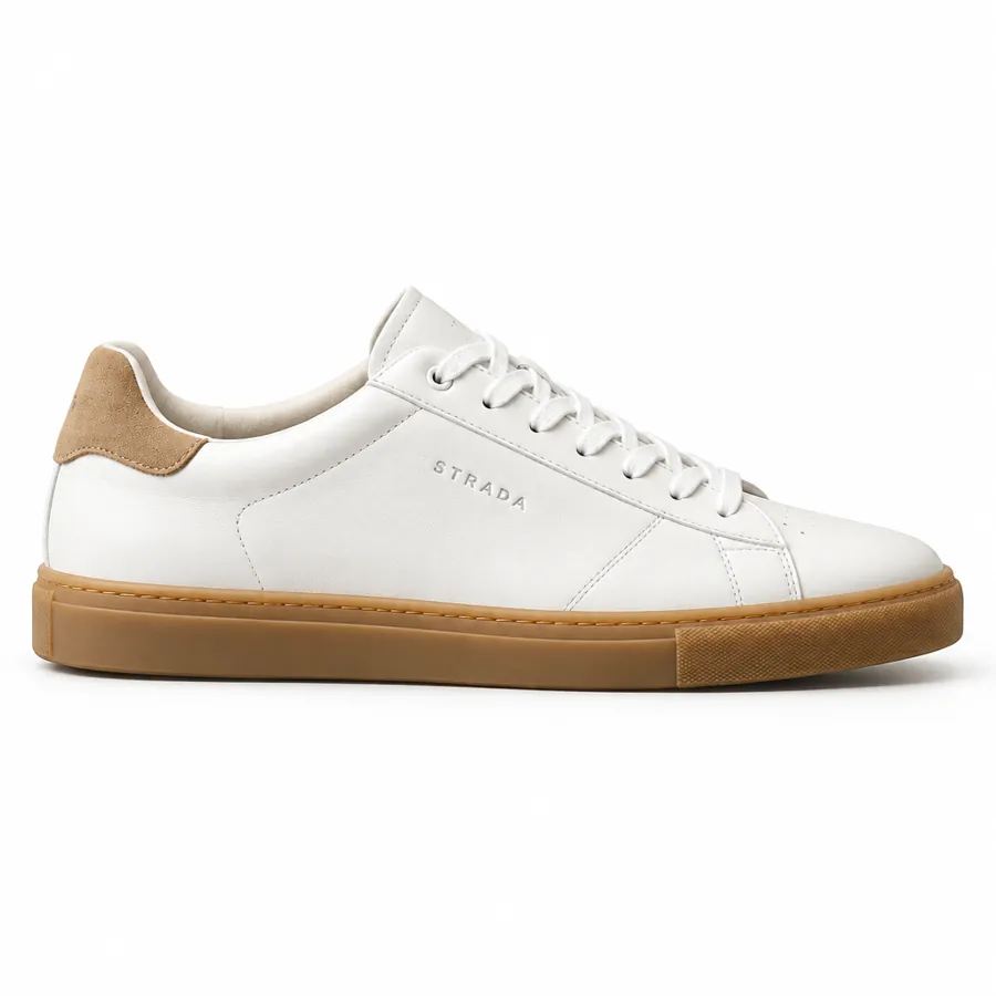 Studio packshot of the fictional Strada sneaker in a shopping result