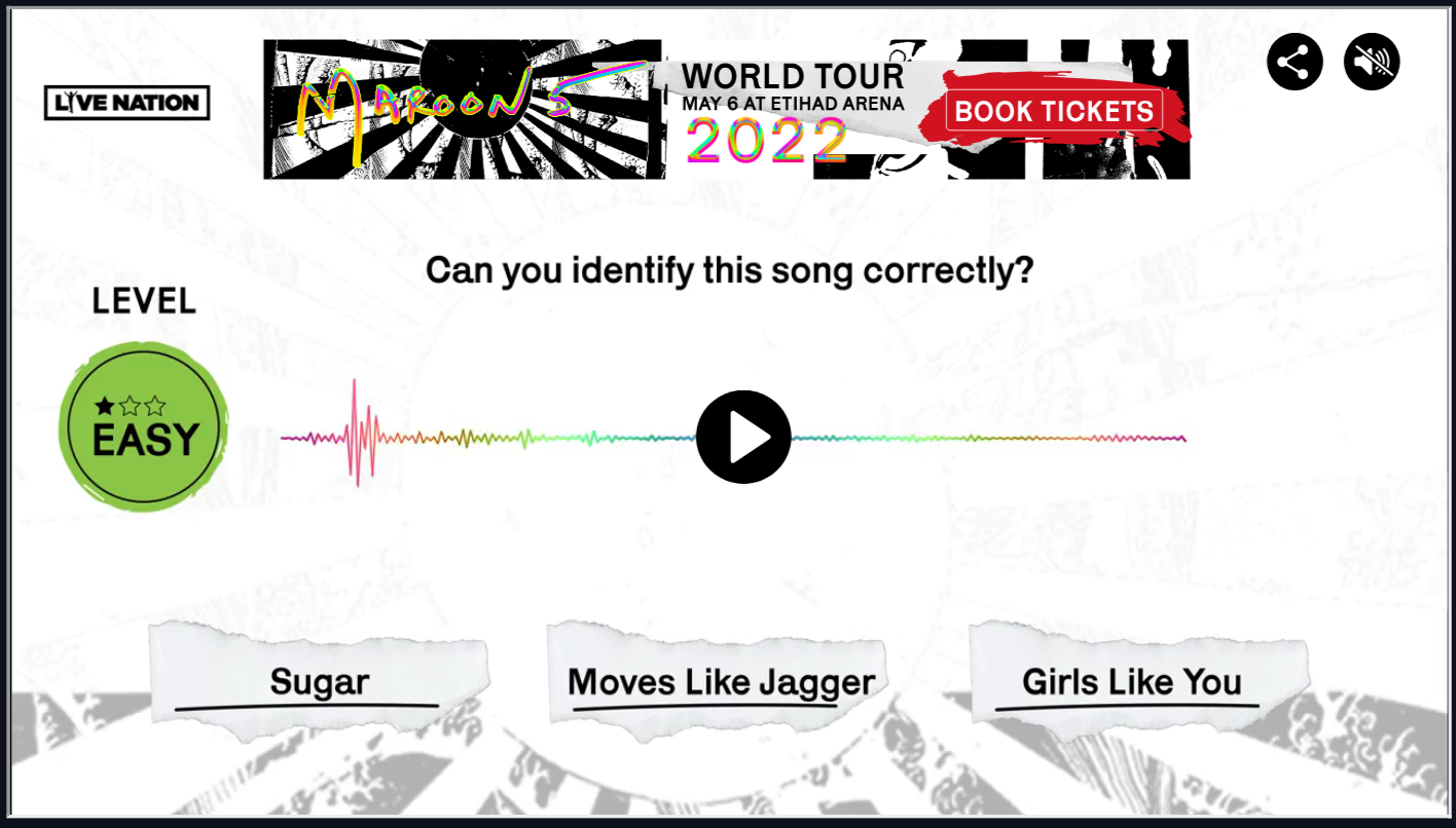 Interactive Experience for Live Nation made using KappaX